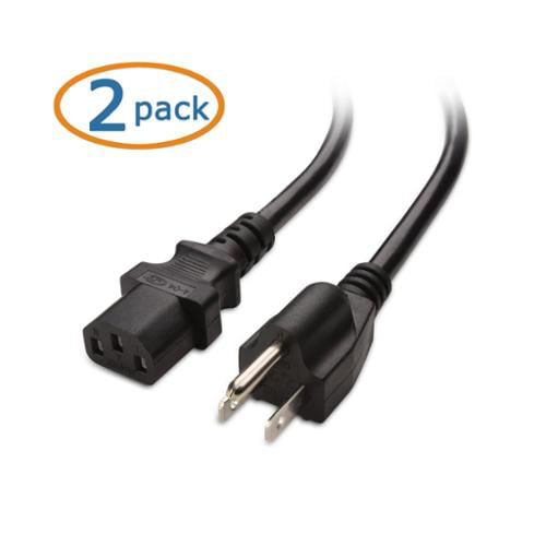 10 Feet Cable Matters 2-Pack 16 AWG Low Profile Right Angle Power Cord Power Cable NEMA 5-15P to Angled IEC C13 